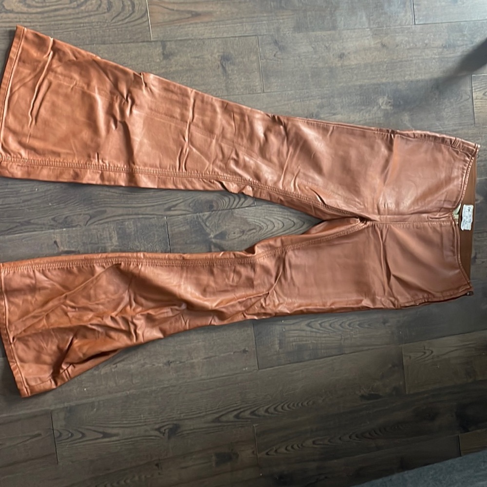 Free People Leather Flare Pants
